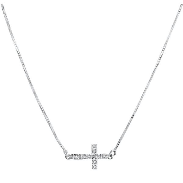 Tornozeleira Crucifixo Cravejado Prata 925