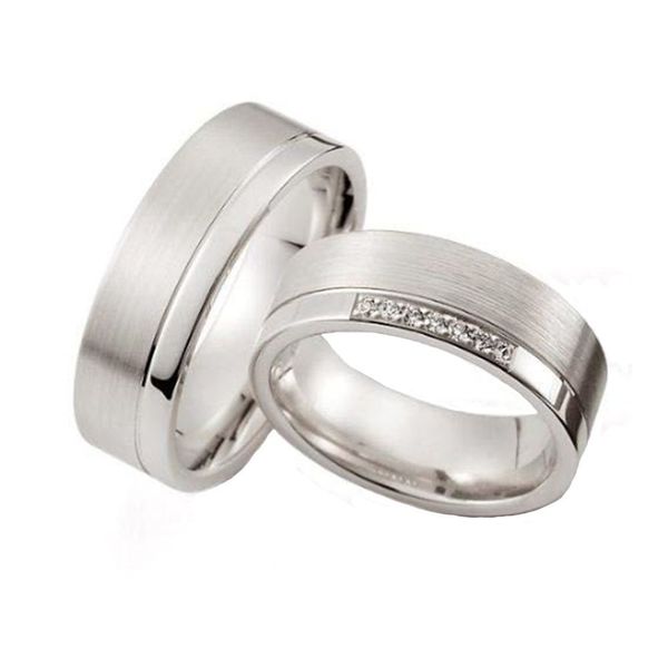 Alianças de Casamento de Ouro Branco 5.0mm com Zircônias Messina - AL501