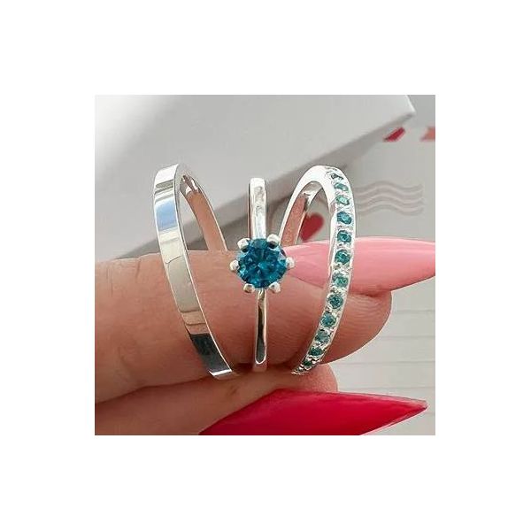 Combo + Trio Alianças Baratas Planaltina 2mm Solitário Azul