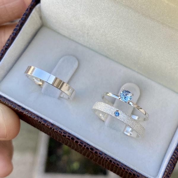 Combo + Trio Alianças Baratas Vitória da Conquista 3mm Solitário Azul