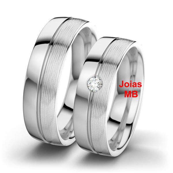 Alianças de Ouro Branco Paris 6mm
