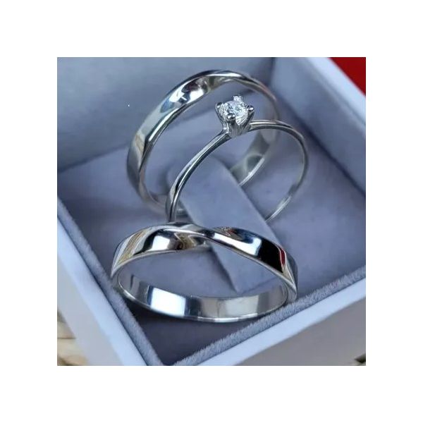 Combo + Trio de Alianças de Prata Torcida Belford Roxo 2,5mm