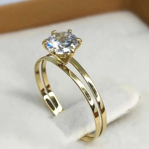 Anel Solitário Gyn Aro Duplo