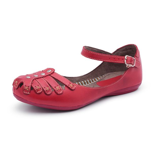 Sapatilha Feminina em Couro Vermelho 3004 Jota Flex