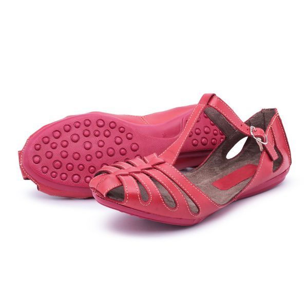 Sapatilha Feminina em Couro Vermelho 3007 Jota Flex