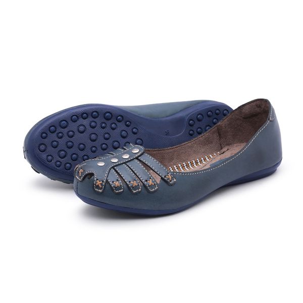 Sapatilha Feminina em Couro Azul 3001 Jota Flex
