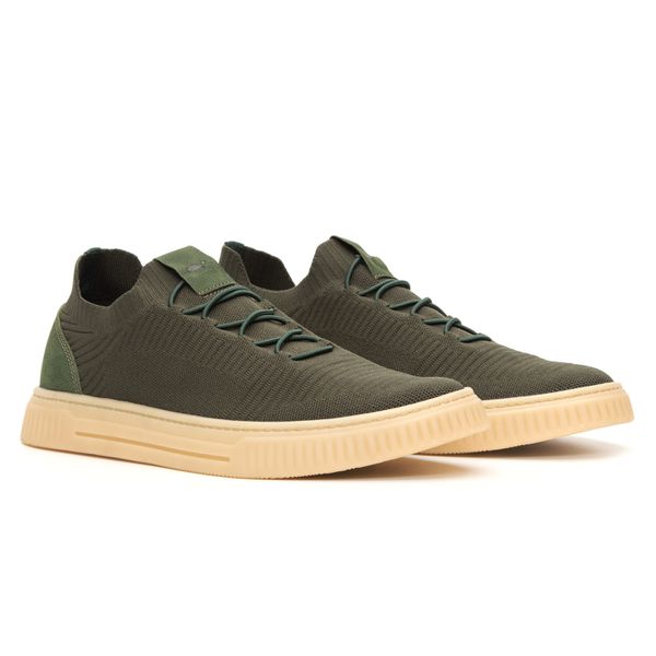 TÊNIS CASUAL SOHO KNIT VERDE OLIVA - Jovaceli | Sapatos em Couro