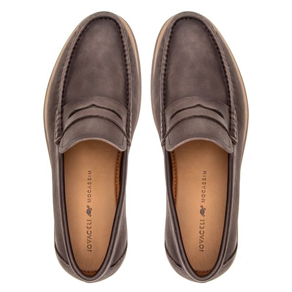 MOCASSIM NEW CRETA ENVELHECIDO CAFÉ | Jovaceli | Sapatos em Couro