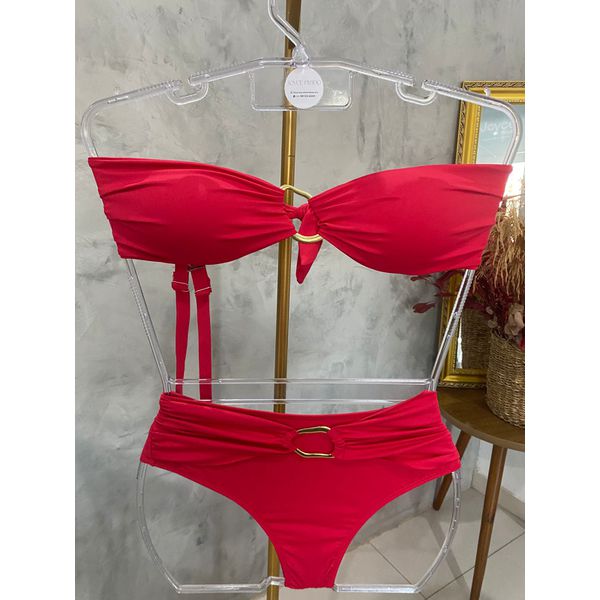 Biquíni Tomara que caia com detalhe e calcinha fio duplo alça removível