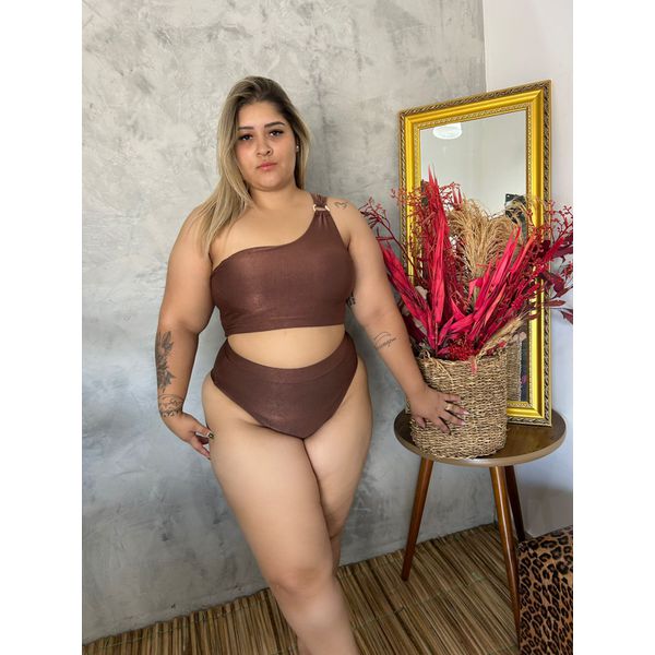 Biquíni Plus Size Nula Manga Marrom com Hot pant conforto 0112.05 Marrom