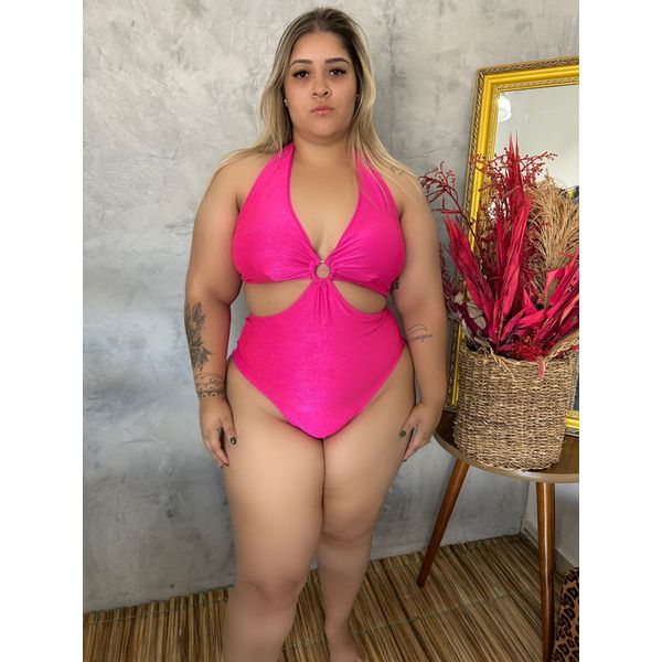 Maiô Plus Size Cut Out Rosa Pink 0160.05 Rosa Pink