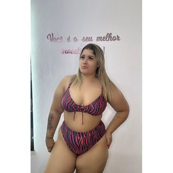 Biquini Meia Taça Caribe Hot Pant Zebra Terracota fio duplo regulagem 0138.75 Zebra Terracota