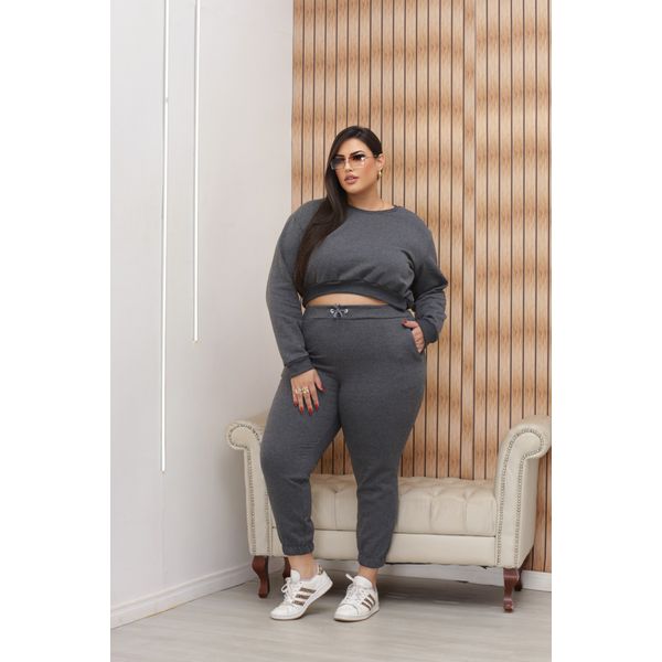 Moletom Plus Size Felpudo Cinza Mescla 0400.02