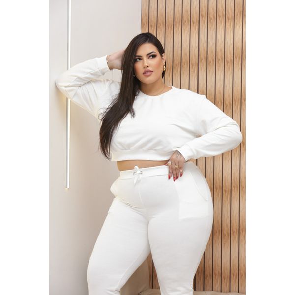 Moletom Plus Size Moletinho Off White