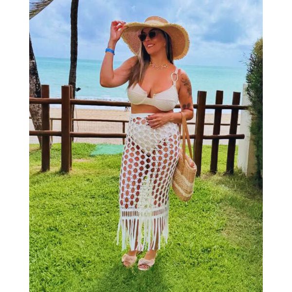 Biquini Meia Taça Leblon Off White detalhe alça fio Duplo