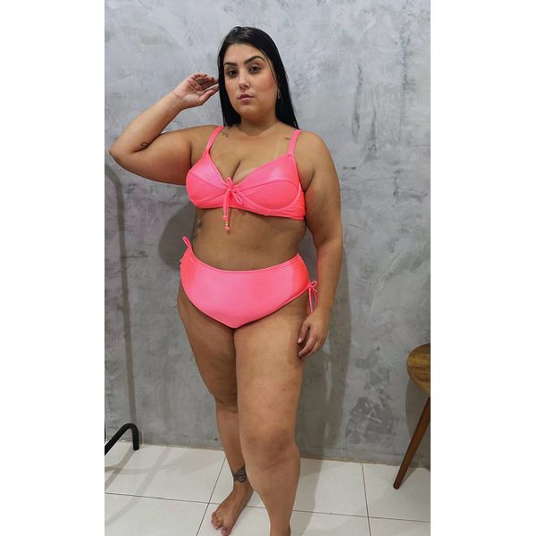 Biquini Meia Taça Caribe Coral fio duplo regulagem