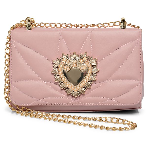 Bolsa Bag Transversal Coração Rosa