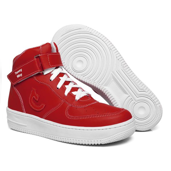 Tenis Sapato Cano Alto Unissex Vermelho Jota Rei