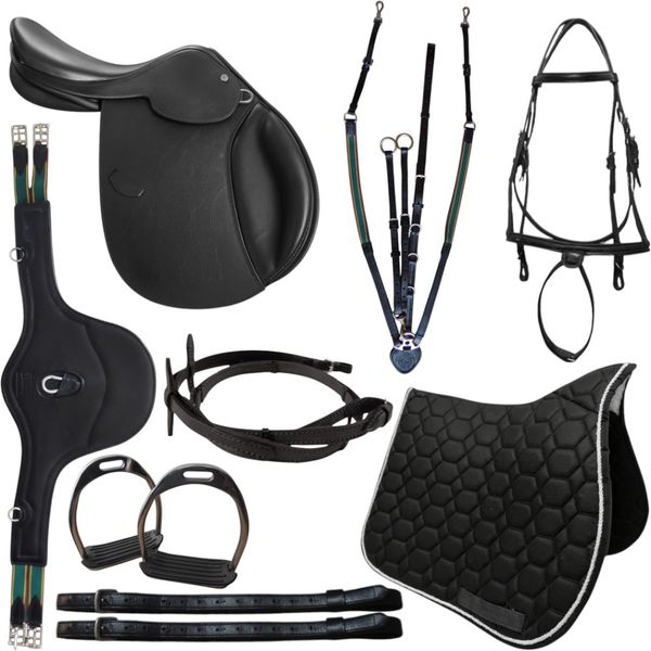 KIT 3 SELA DE SALTO CMAN PRETA COM ARREAMENTO COMPLETO