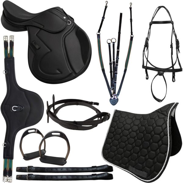 KIT 4 SELA DE SALTO ANDRADE PREMIUM PRETA COM ARREAMENTO COMPLETO