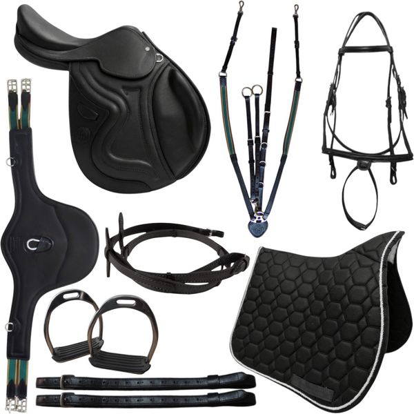 KIT 4 SELA DE SALTO CMAN PREMIUM PRETA COM ARREAMENTO COMPLETO