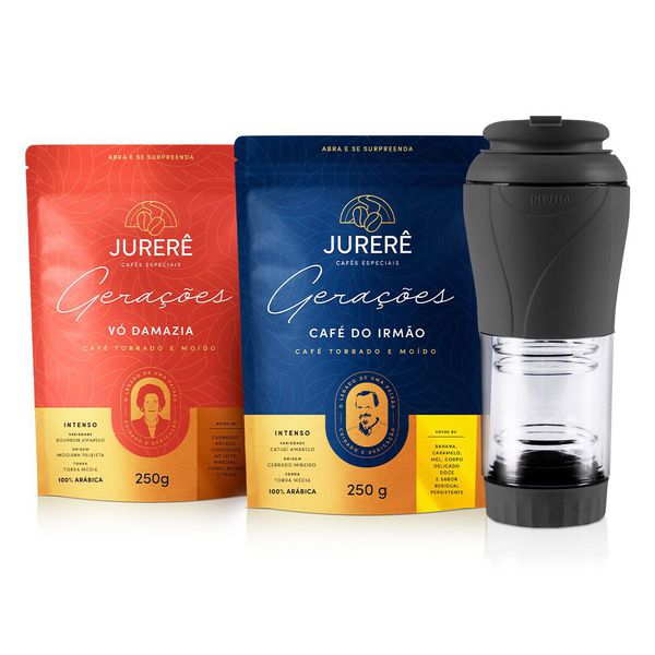1 Café do Irmão + 1 Café Damazia + 1 Cafeteira Pressca 12% de desconto