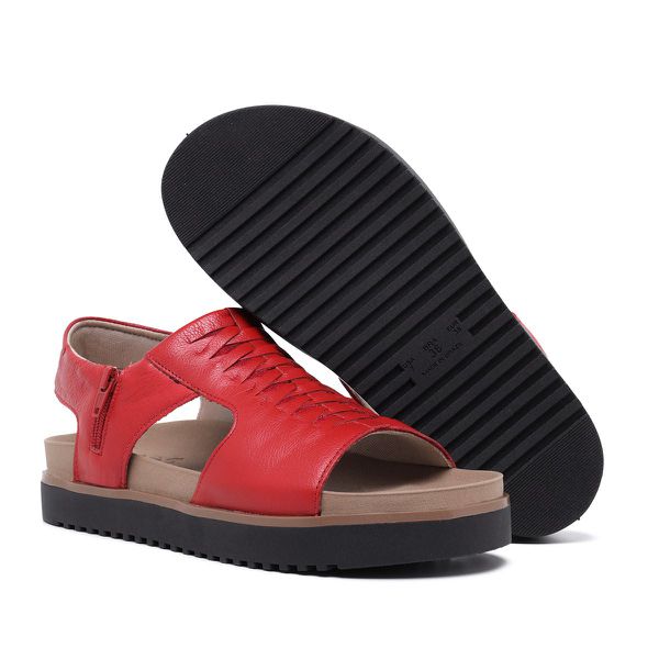 Sandália Feminina Tamanco Vermelho Couro Legítimo Linha Confort Sola Leve Macia Sandália conforto para os pés Feminina