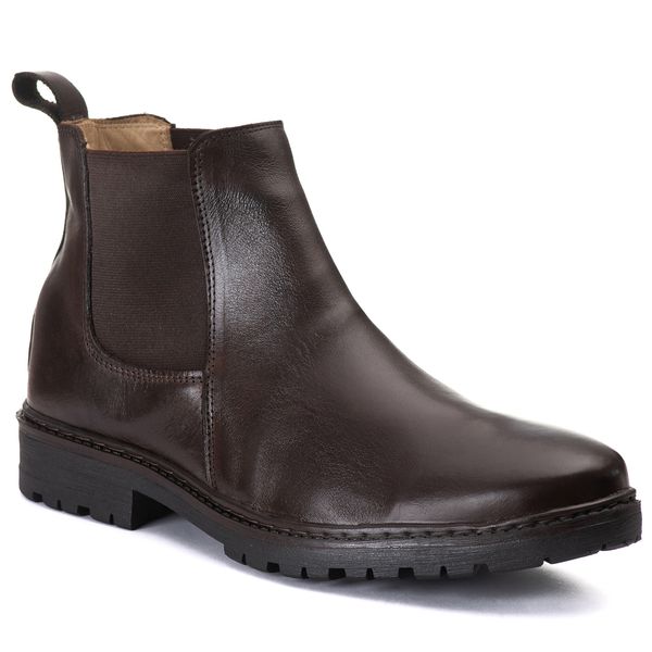 Bota Masculina Sem Cadarço De Couro Látego 2 Marrom Café Cano Médio Ac Ferraz Moderna Classica Resistente