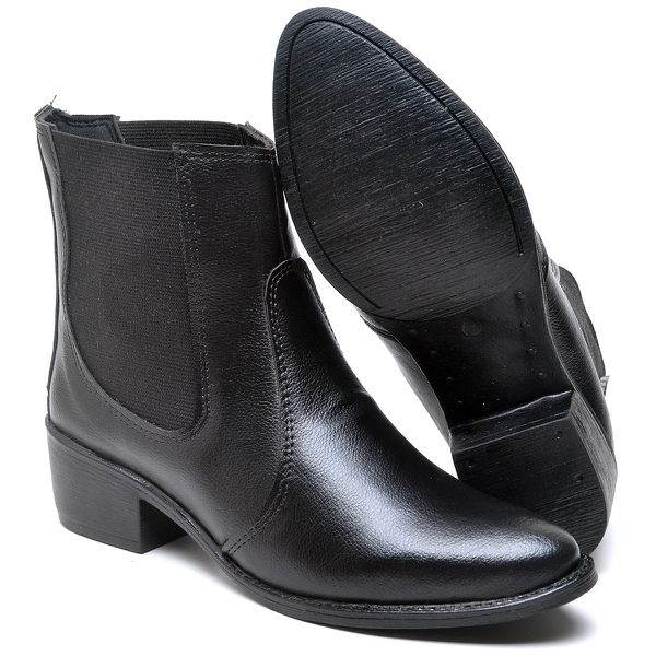 Bota Feminina Cano Curto Preta Salto Baixinho BT050 Friozinho Moda Inverno Bota Modinha