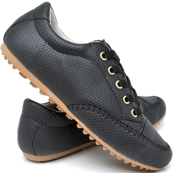 Mocassim Feminino Calce Fácil Dia a Dia Sapato Feminino Ref.: 2010 Preto Moda Conforto