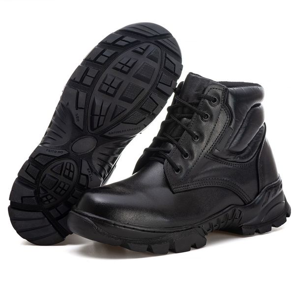 Bota Masculina Coturno BPM400 Militar Motociclista Motoqueiro Casual Preta Resistente Cano Curto Conforto