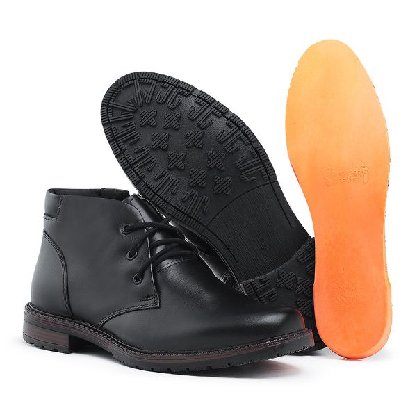 Bota Social Masculina Preto Clássico Cano Curto Lisa em Couro com Cadarço Confortável Qualidade Resistencia