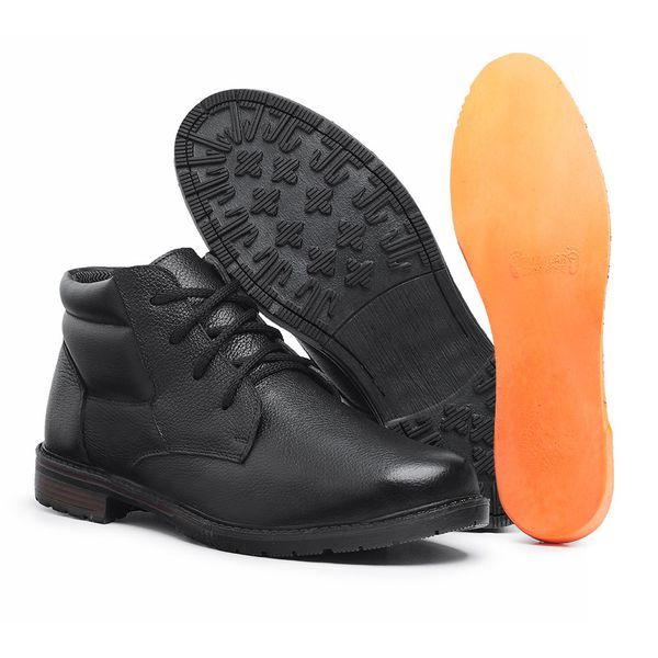 Bota Masculina Coturno em Couro com Cadarço Total Conforto
