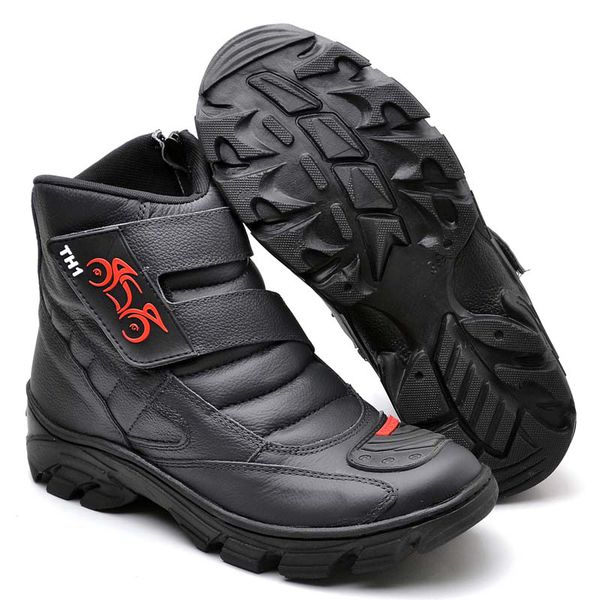 Coturno Bota De Motoqueiro Semipermeável Resistente Unissex de Couro Casual Confortável