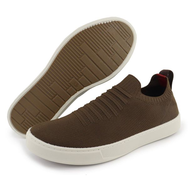 Tênis Masculino Café 7011Knit Pettinari Sem Cadarço | Estilo e Conforto Imediato