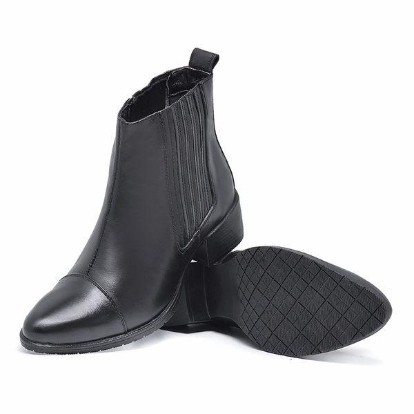 Bota Feminina Bico Fino Chelsea Preta Cano Baixo Casual Moda Tendencia