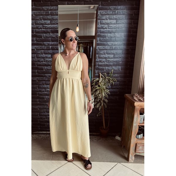 Vestido longo Paraty - Amarelo Manteiga