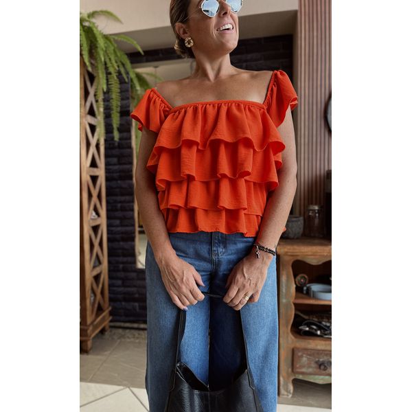 Blusa com Babados Valença - Laranja