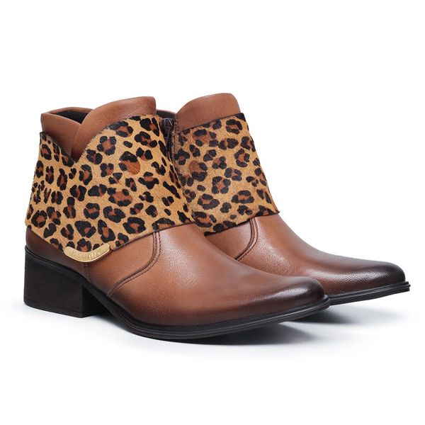 Bota feminina soft cano curto ref. 12291 pelica havana Kauany