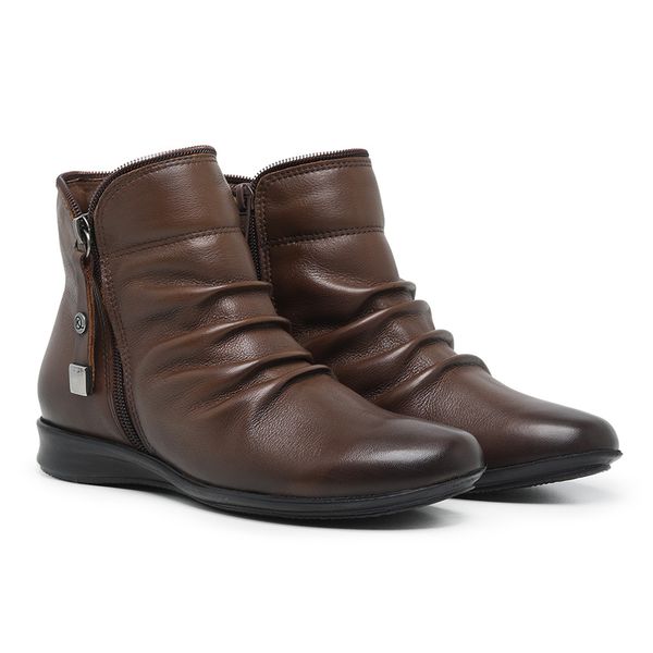 Bota Feminina Couro Cano Baixo Ref.: 0703 Chocolate