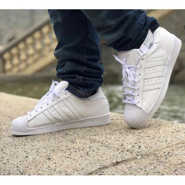 Tenis Adidas Superstar Tradicional Unissex Todo Branco