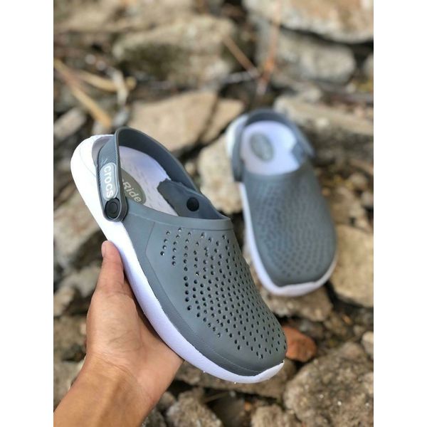 Sandalia Crocs Lite Rider Unissex Cinza Branco