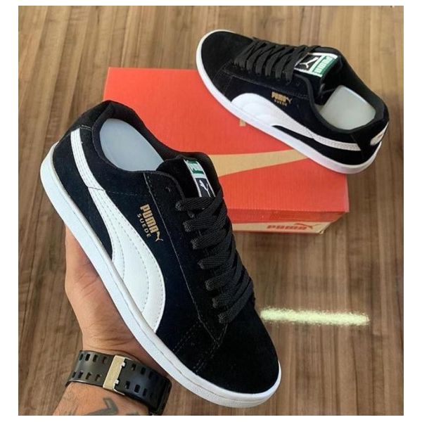 Puma suede preto e roxo cheap