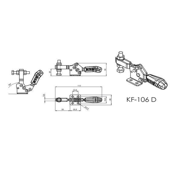 Grampo de Aperto Rápido Horizontal KIFIX KF106 D INOX 70Kgf 100