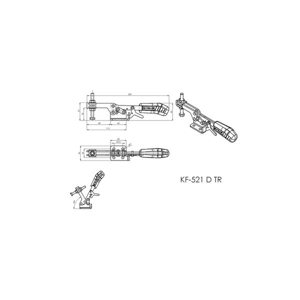Grampo de Aperto Rápido Horizontal KIFIX KF521 D TR 130Kgf 100