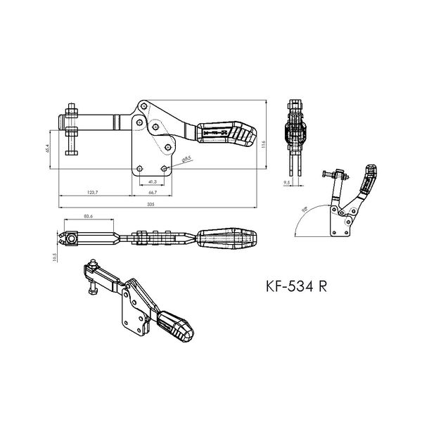 Grampo de Aperto Rápido Horizontal KIFIX KF534 R 450Kgf 100
