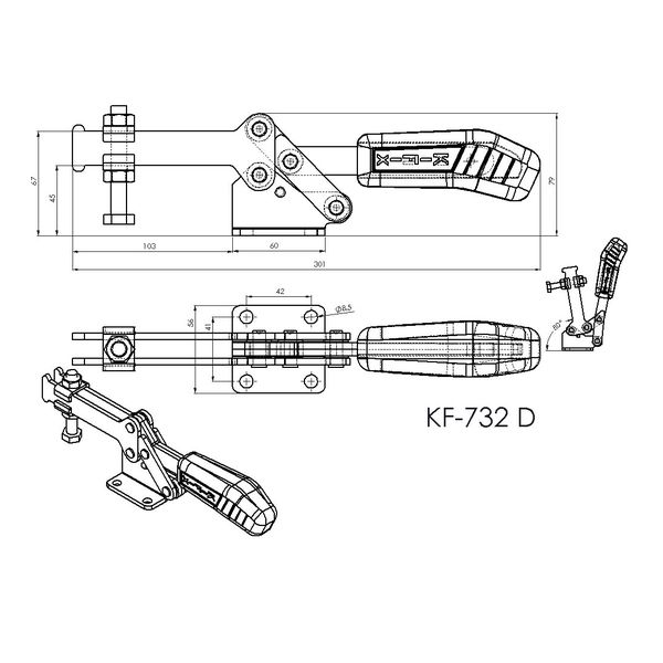 Grampo de Aperto Rápido Horizontal KIFIX KF732 D 340Kgf 100