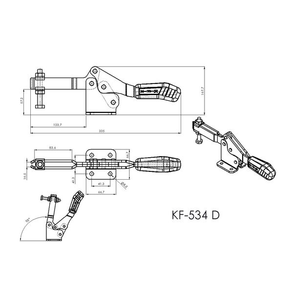 Grampo de Aperto Rápido Horizontal KIFIX KF534 D 450Kgf 100