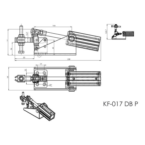 Grampo de Aperto Rápido Pneumático KF017 DB P 170Kgf 100% Nacional
