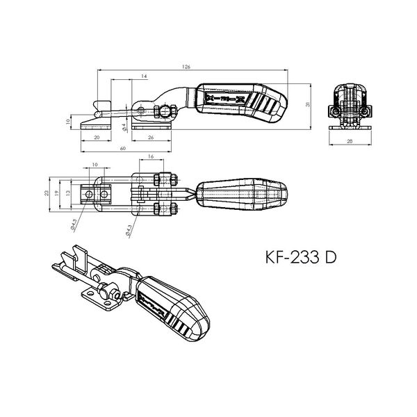 Grampo de Aperto Rápido Tensor KIFIX KF233 D 160Kgf | Kifix